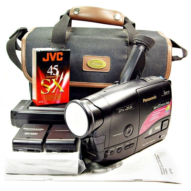 Panasonic RX11 Vintage 1990s VHSC Camcorder with Batteries, Case